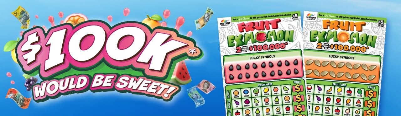 New Fruit Explosion Instant Scratch-Its ticket New scratchie ticket- $5 Fruit Explosion